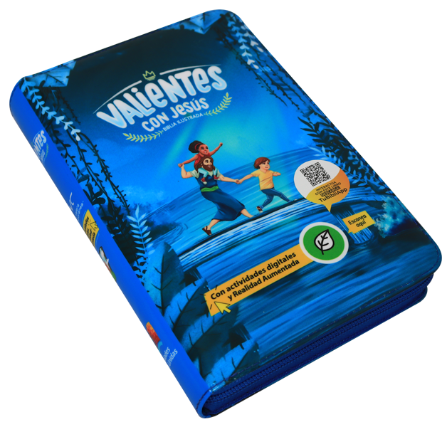 Biblia Infantil Reina Valera Contemporánea Mediana Letra Grande Vinil Azul QR Realidad Aumentada [RVC062PJRPZLG]