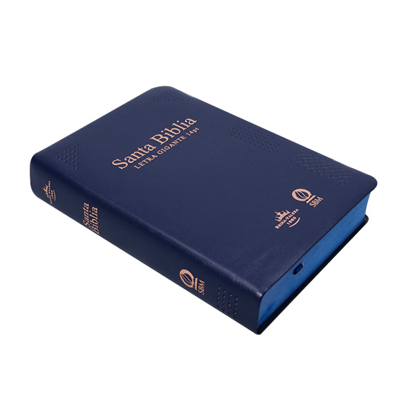 Biblia Reina Valera 1960 Mediana Letra Gigante Vinil Azul Canto Cobre Afinidad  RVR062cLGiPJR-MEX