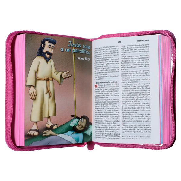 Biblia Infantil Amigos por Siempre Reina Valera 1960 Tamaño Bolsillo Letra Mediana Vinil Rosa Cierre PJR [RVR022cdPZPJRa]   
