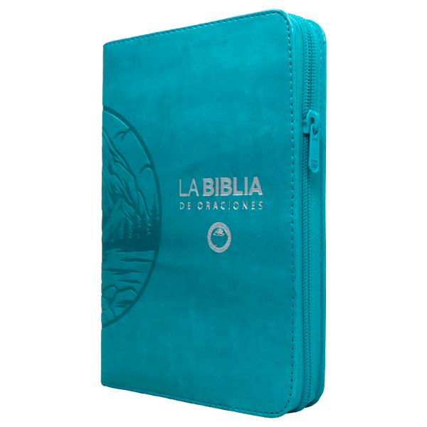 Biblia Oraciones Traducción Lenguaje Actual Mediana Letra Grande Imitación Piel Azul Turquesa Cierre PJR [TLA066ZLGPJR]  