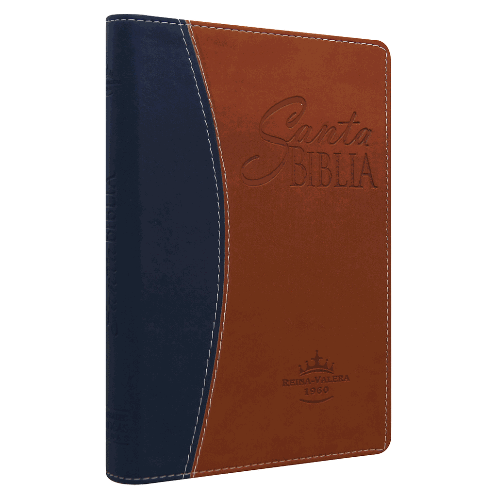 Biblia Reina Valera 1960 Mediana Letra Grande Imitación Piel Azul/Marrón [RVR065CLGPJR]