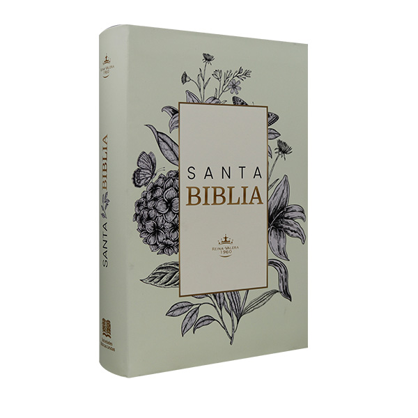 Biblia Reina Valera 1960 Mediana Letra Grande Tapa dura Blanco flores QR [RVR062LGPJR] 