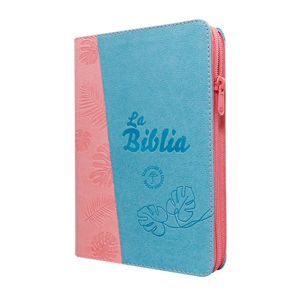 Biblia Traducción Lenguaje Actual Mediana Letra Grande Imitación Piel Verde Menta Rosa Hojas [TLA066LGZPJR] 
