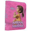 Biblia Infantil Amigos por Siempre Reina Valera 1960 Tamaño Bolsillo Letra Mediana Vinil Rosa Cierre PJR [RVR022cdPZPJRa]   