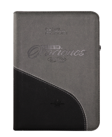 Biblia de Estudio Oraciones Reina Valera 1960 Mediana Letra Grande Imitación Piel Gris Negro Código QR [RVR056cZLGPJR]