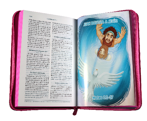 Biblia Infantil Reina Valera Contemporánea Mediana Letra Grande Vinil Rosa Código QR Realidad Aumentada  [RVC062PJRPZLG]