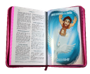 Biblia Infantil Reina Valera Contemporánea Mediana Letra Grande Vinil Rosa Código QR Realidad Aumentada  [RVC062PJRPZLG]