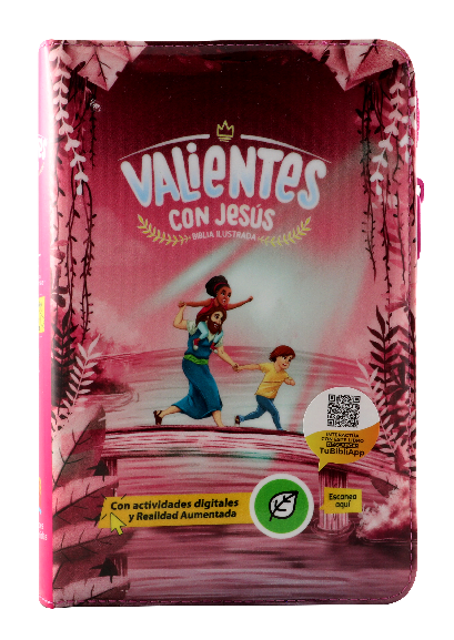 Biblia Infantil Reina Valera Contemporánea Mediana Letra Grande Vinil Rosa Código QR Realidad Aumentada  [RVC062PJRPZLG]