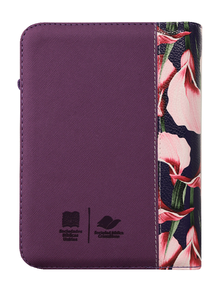 Biblia Reina Valera 1960 Chica Letra Mediana Imitación Piel Morado Flores QR [RVR046cZLM PJR]