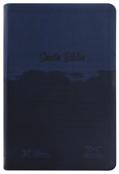 Biblia Reina Valera Contemporánea Mediana Letra Grande Imitación Piel Azul QR [RVC066cLG PJR]