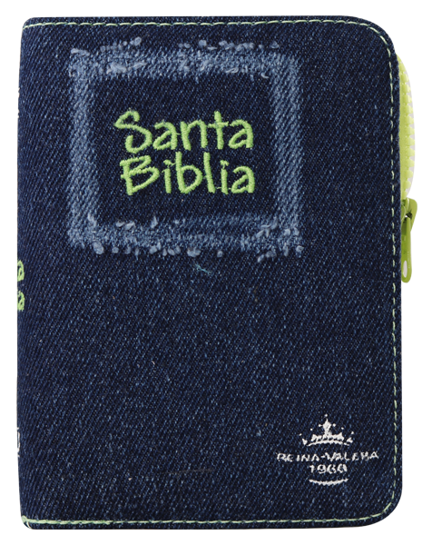 Biblia Reina Valera 1960 Bolsillo Letra Chica Mezclilla Azul Verde [RVR024cJZTILMa PJR]