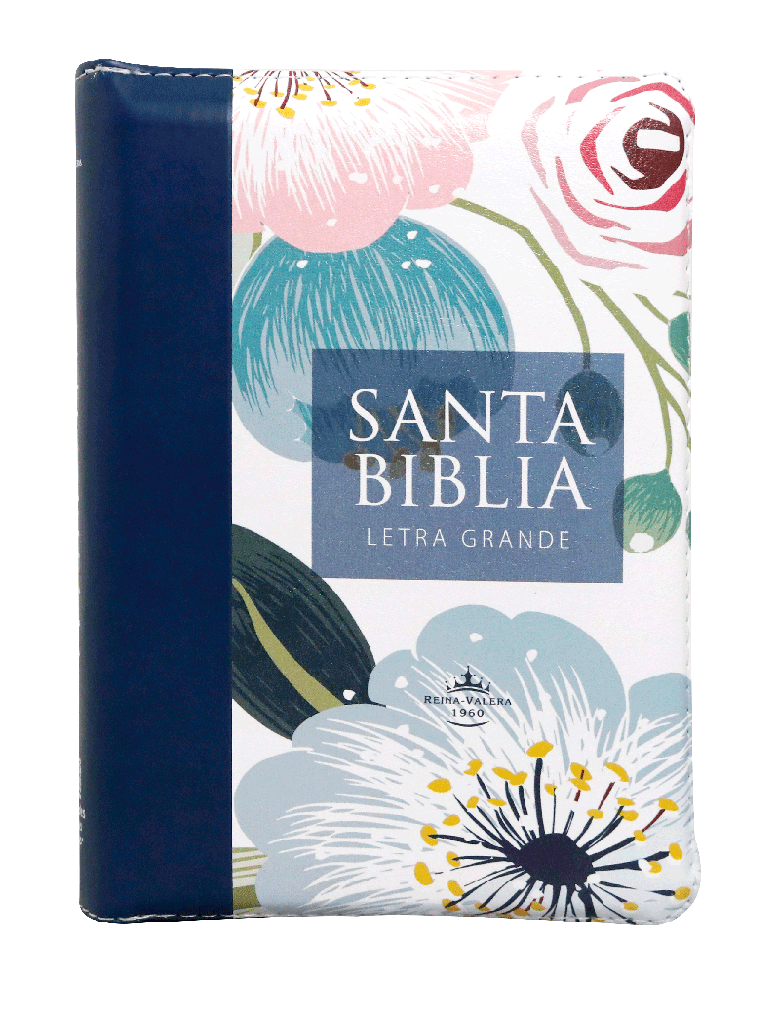 Biblia Reina Valera 1960 Chica Letra Gigante Imitación Piel Azul Flores [RVR046cZTILGPJR]