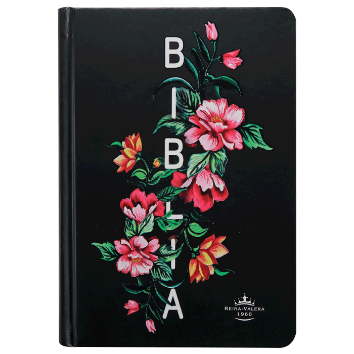 Biblia Fuente de Bendiciones Reina Valera 1960 Chica Letra Mediana Tapa Dura Negro con Flores [RVR043cLMFB]