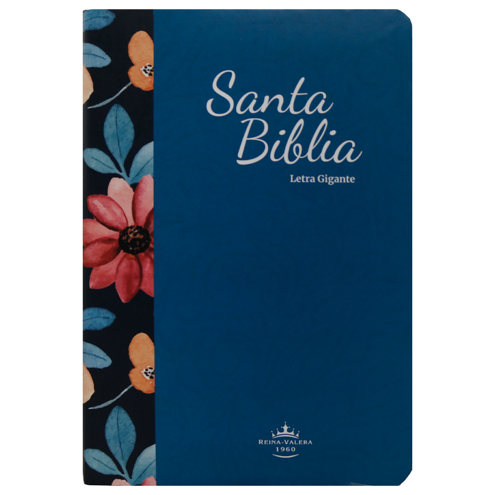 Biblia Reina Valera 1960 Mediana Letra Gigante Tapa Semiflexible Azul Flores [RVR.61ecLGiPJR]