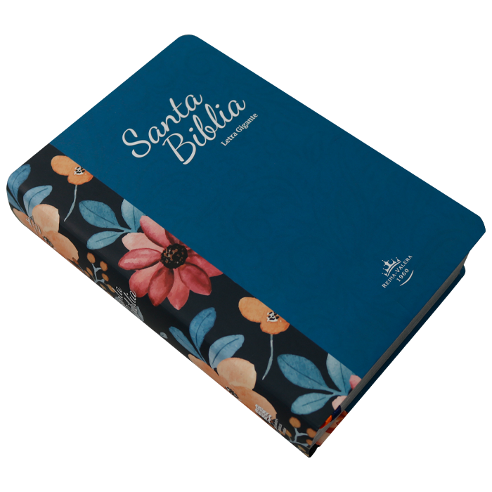 Biblia Reina Valera 1960 Mediana Letra Gigante Tapa Semiflexible Azul Flores [RVR.61ecLGiPJR]