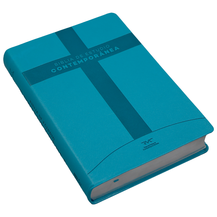 Biblia de Estudio Reina Valera Contemporánea Grande Letra Mediana Imitación Piel Aqua [RVC086EEC]