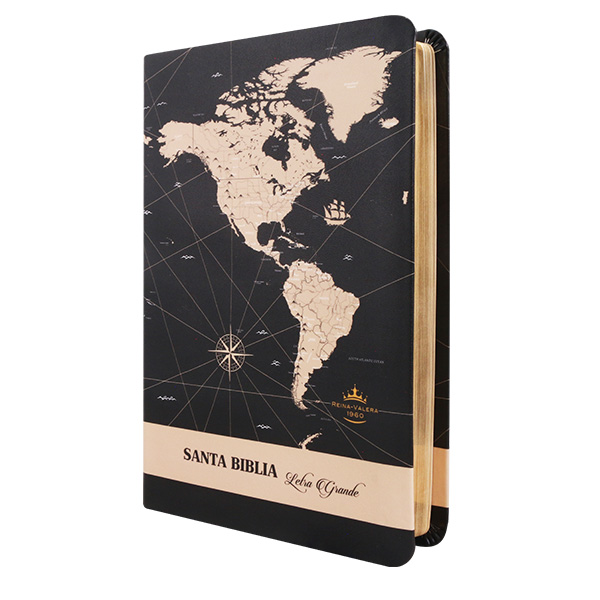 Biblia Reina Valera 1960 Mediana Letra Grande Imitación Piel Negro Mapa [RVR065LG AT] 