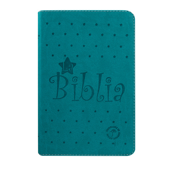 Biblia Traducción Lenguaje Actual Mediana Letra Grande Imitación piel Verde Aguamarina Estrellas [TLA066LGPJR] 