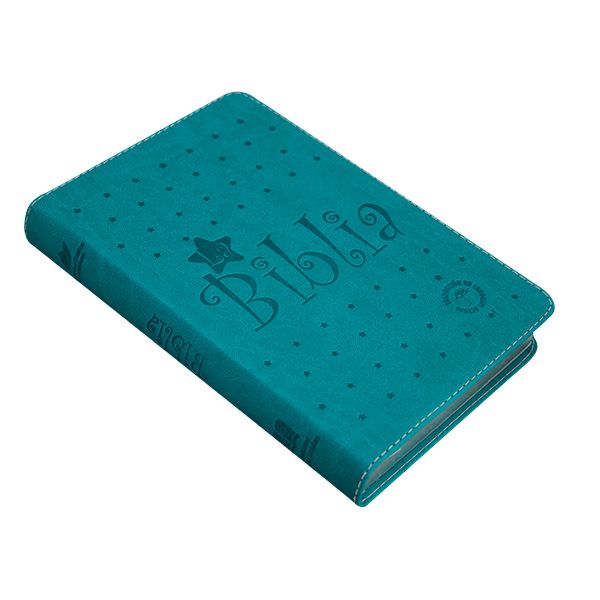 Biblia Traducción Lenguaje Actual Mediana Letra Grande Imitación piel Verde Aguamarina Estrellas [TLA066LGPJR] 