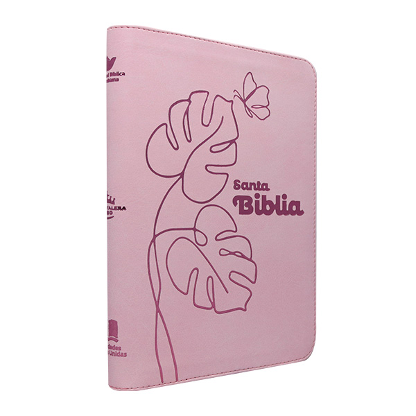 Biblia Reina Valera 1960 Mediana Letra Grande Imitación Piel Rosa Pastel [RVR066LGZPJR] 