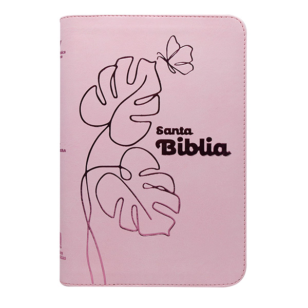 Biblia Reina Valera 1960 Mediana Letra Grande Imitación Piel Rosa Pastel [RVR066LGZPJR] 