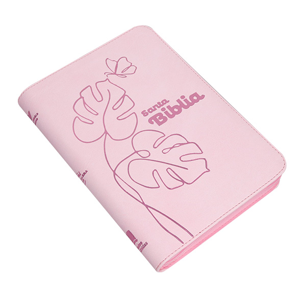 Biblia Reina Valera 1960 Mediana Letra Grande Imitación Piel Rosa Pastel [RVR066LGZPJR] 