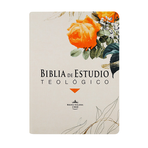 Biblia de Estudio Teológico Reina Valera 1960 Mediana Letra Mediana Tela Flor naranja [RVR084cLGEETI-BET]