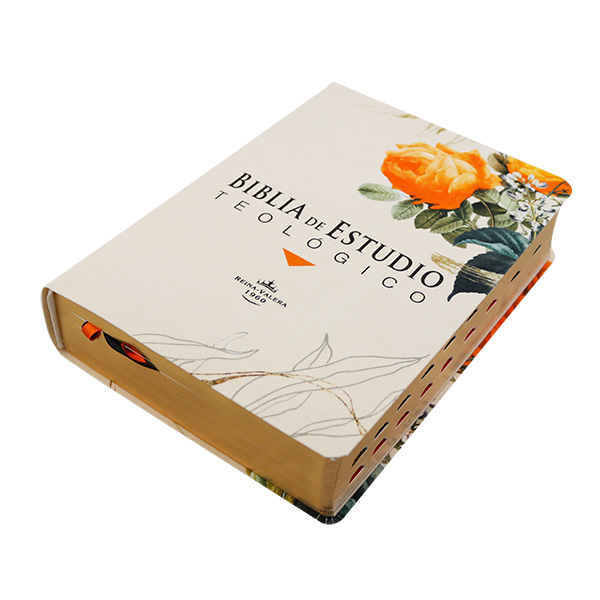 Biblia de Estudio Teológico Reina Valera 1960 Mediana Letra Mediana Tela Flor naranja [RVR084cLGEETI-BET]