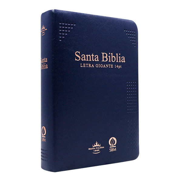 Biblia Reina Valera 1960 Mediana Letra Gigante Vinil Azul Canto Cobre Afinidad  RVR062cLGiPJR-MEX