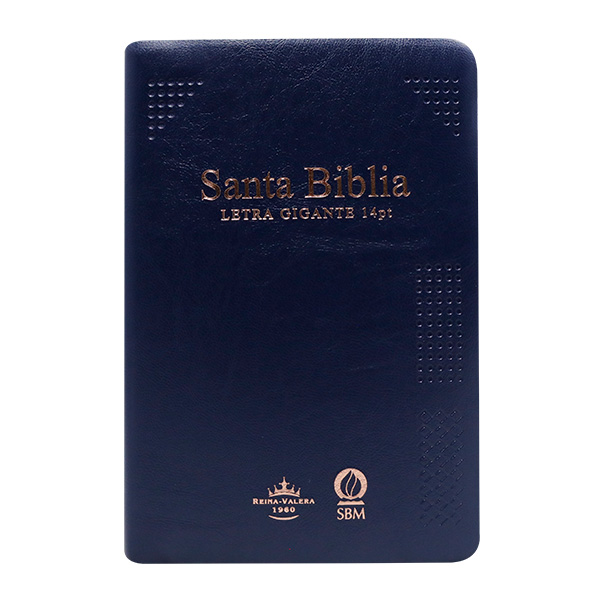 Biblia Reina Valera 1960 Mediana Letra Gigante Vinil Azul Canto Cobre Afinidad  RVR062cLGiPJR-MEX
