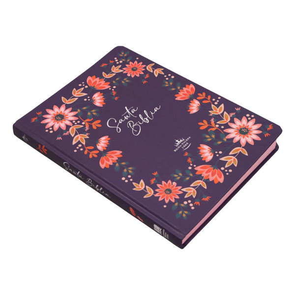 Biblia Reina Valera 1960 Grande Letra Mediana Tapa Dura Slim con margen Morado con Flores [RVR.83cFBPJR] 