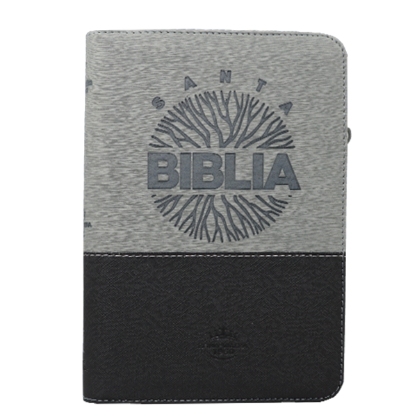 Biblia Reina Valera 1960 Mediana Letra Grande Imitación Piel Gris/Negro Código QR [RVR066cLGZTIPJR] 