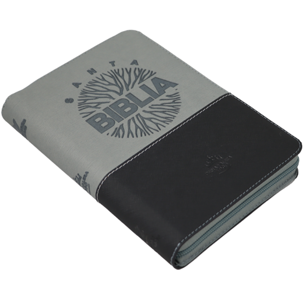 Biblia Reina Valera 1960 Mediana Letra Grande Imitación Piel Gris/Negro Código QR [RVR066cLGZTIPJR] 