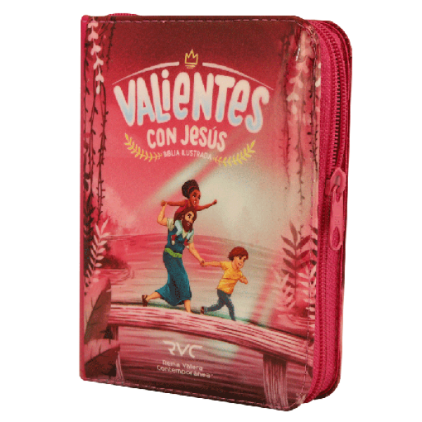 Biblia Infantil Valientes con Jesús Reina Valera Contemporánea Tamaño Bolsillo Letra Chica Vinil Rosa [RVC022ZPJR] 
