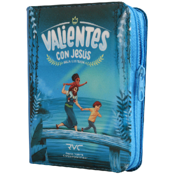 Biblia Infantil Valientes con Jesús Reina Valera Contemporánea Tamaño Bolsillo Letra Chica Vinil Azul [RVC022ZPJR]