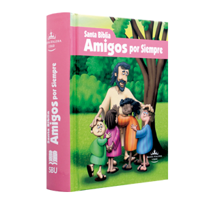 Biblia Infantil Amigos por Siempre Reina Valera 1960 Tamaño Bolsillo Letra Mediana Tapa Dura Rosa [RVR023c]