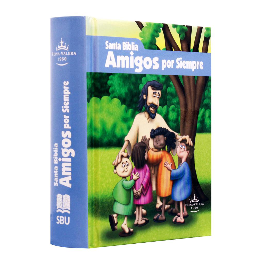 Biblia Infantil Amigos por Siempre Reina Valera 1960 Tamaño Bolsillo Letra Mediana Tapa Dura Azul [RVR023c]