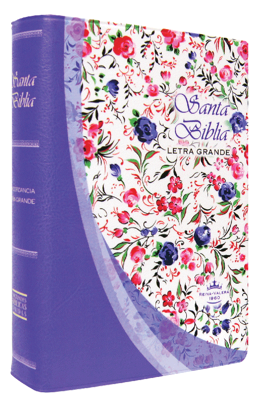 Biblia Reina Valera 1960 Chica Letra Mediana Vinil Violeta Flores [RVR042cLG]