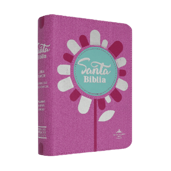 Biblia Reina Valera 1960 Chica Letra Mediana Imitación Piel Rosa Flor [RVR045CLGPJR]