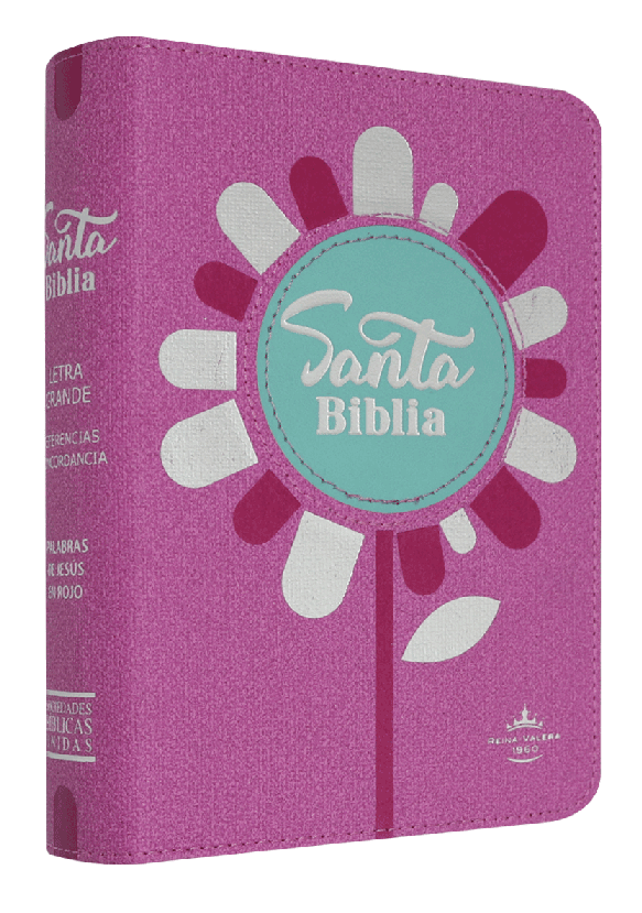 Biblia Reina Valera 1960 Chica Letra Mediana Imitación Piel Rosa Flor [RVR045CLGPJR]