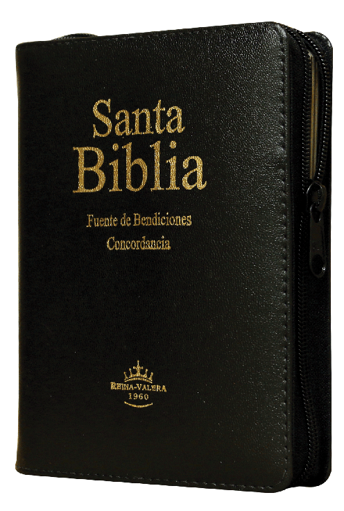 Biblia Fuente de Bendiciones Reina Valera 1960 Chica Letra Mediana Imitación Piel Negro [RVR046cLMFBZTIPU]