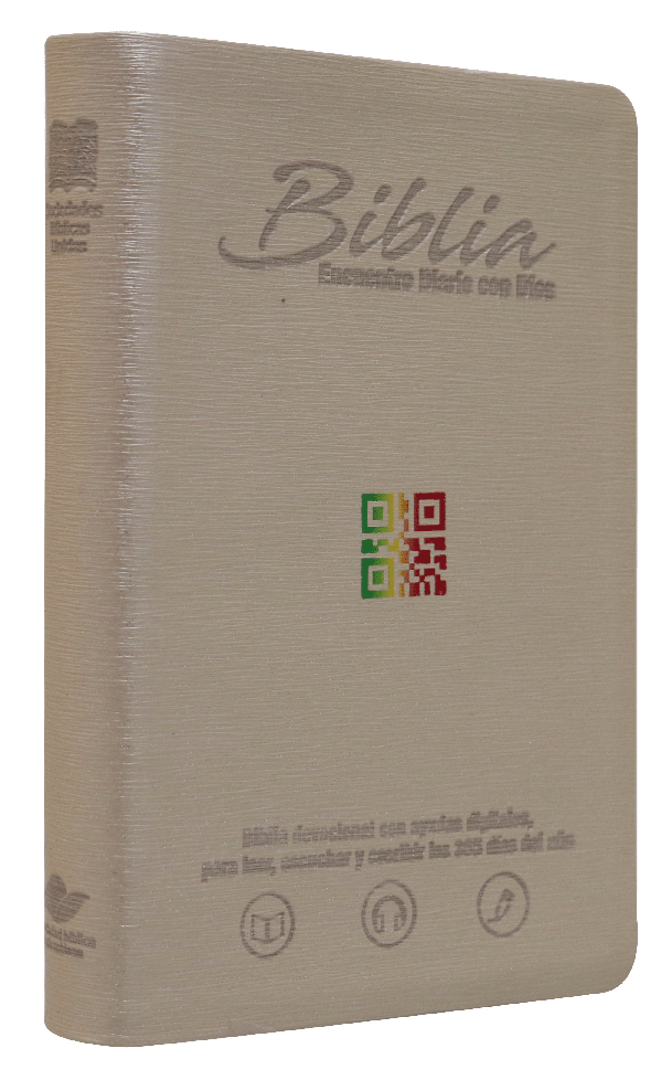 Biblia de Estudio Devocional Encuentro con Dios Reina Valera Contemporánea Mediana Letra Mediana Imitación Piel Beige QR [RVC065]