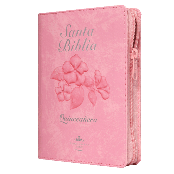 SANTA BIBLIA EN ESPAÑOL, TAPA SINTÉTICA ROSA NOBRE, ZIPER
