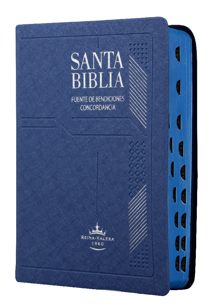 Biblia Fuente de Bendiciones Reina Valera 1960 Chica Letra Mediana Vinil Azul Marino [RVR042cLMFBTI]