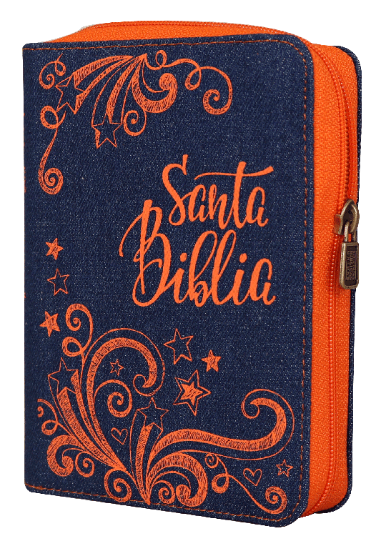 Biblia Reina Valera 1960 Tamaño Bolsillo Letra Mediana Mezclilla Azul Naranja [RVR024cJZCN]