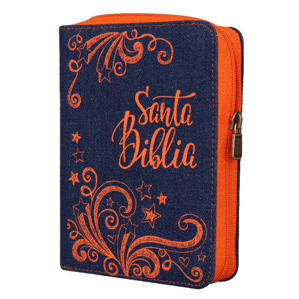 Biblia Reina Valera 1960 Tamaño Bolsillo Letra Mediana Mezclilla Azul Naranja [RVR024cJZCN]