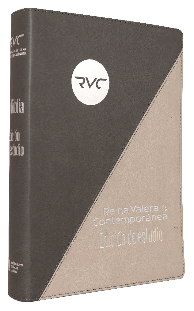 Biblia de Estudio Reina Valera Contemporánea Grande Letra Mediana Imitación Piel Gris/Negro [RVC086EEC]