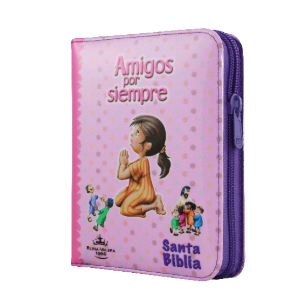 Biblia Infantil Amigos por Siempre Reina Valera 1960 Tamaño Bolsillo Letra Mediana Vinil Rosa QR [RVR022cPZLMaPJR]