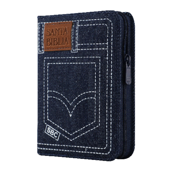 Biblia Reina Valera 1960 Bolsillo Letra Chica Mezclilla Azul Jeans QR [RVR024cJZLMa PJR]