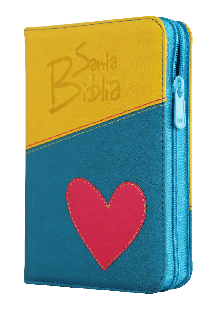 Biblia Reina Valera 1960 Chica Letra Mediana Imitación Piel Azul/Amarillo QR [RVR045cZLGPJR]